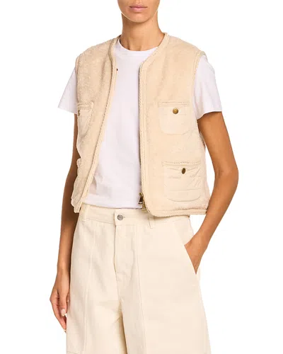 Moncler Mimosas Braided Trim Teddy Down Vest In Neutral