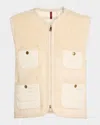 Moncler Mimosas Braided Trim Teddy Down Vest In White