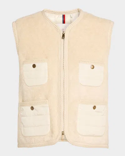 Moncler Mimosas Braided Trim Teddy Down Vest In White