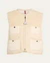 Moncler Mimosas Braided Trim Teddy Down Vest In Neutral