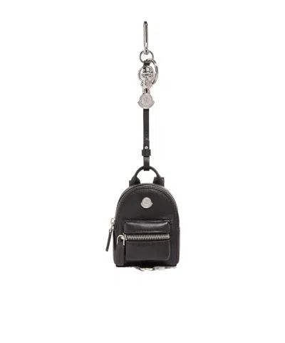 Moncler Mini Backpack Keyring In Black