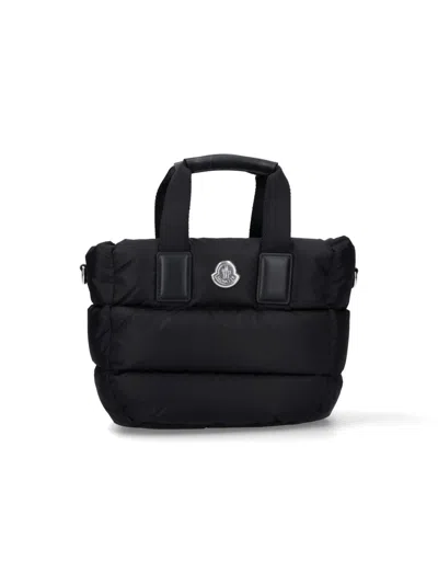 Moncler Borsa A Mano Caradoc Mini In Tessuto Nero Donna In Black