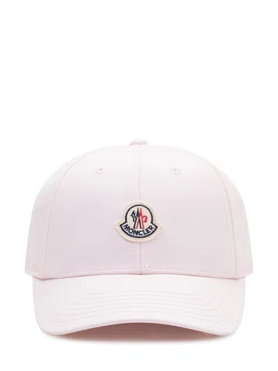 Moncler Mini Baseball Cap With Logo In Panna