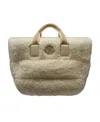 Moncler Mini Caradoc Fleece Tote Bag In Nude