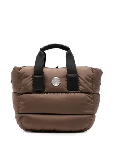 Moncler Mini Caradoc Quilted Tote Bag In Brown