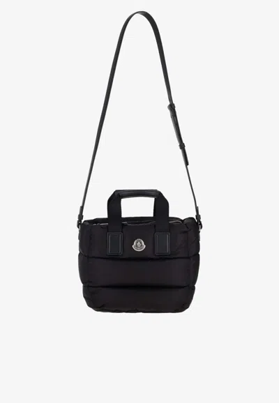 Moncler Borsa A Mano Caradoc Mini In Tessuto Nero Donna In Black