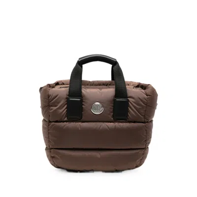 Moncler Mini Caradocquilted Tote Bag In Brown
