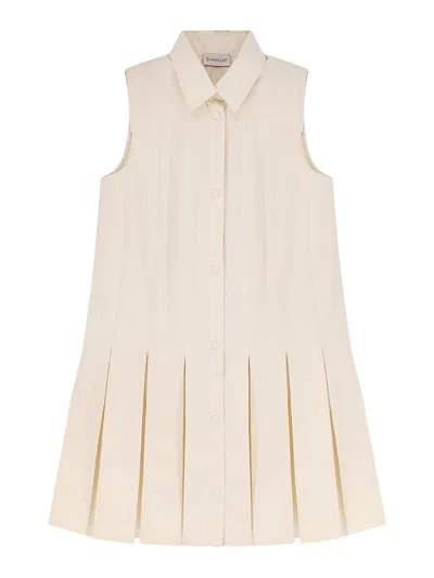 Moncler Mini Chemisier Dress In Cotton And Silk