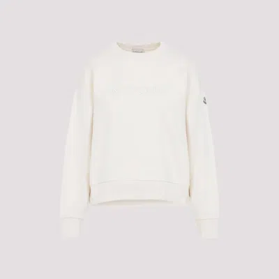 Moncler Crew Neck Sweatshirt Long Sleeves Ribbed Trims In Multi