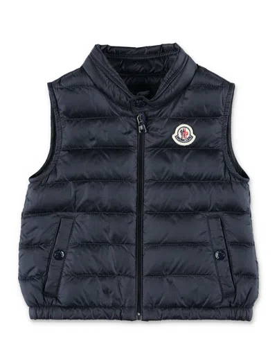 Moncler Mini Down Vest With Packable Design In Blue
