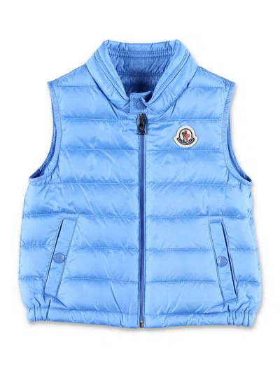 Moncler Mini Down Vest With Packable Design In Blue