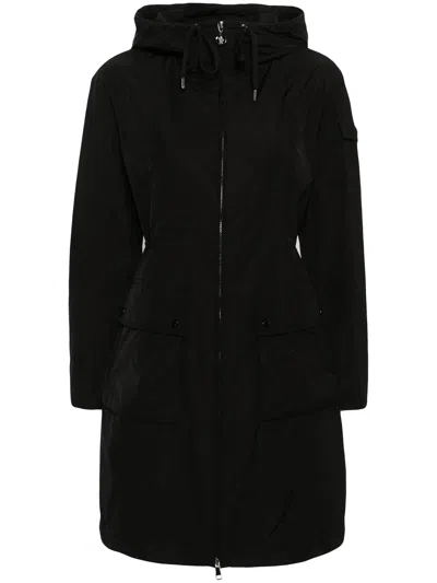Moncler Mini Drawstring Hooded Jacket With Zip Closure In Black