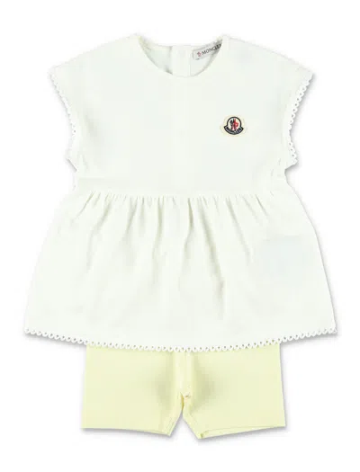 Moncler Mini Dress And Leggings Set For Girls In Neutral