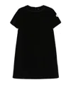 Moncler Short Sleeve Velvet Shift Dress In Black