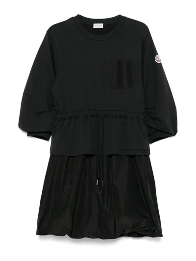 Moncler Mini Dress In Black With Balloon Skirt