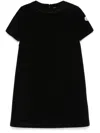 Moncler Short Sleeve Velvet Shift Dress In Black