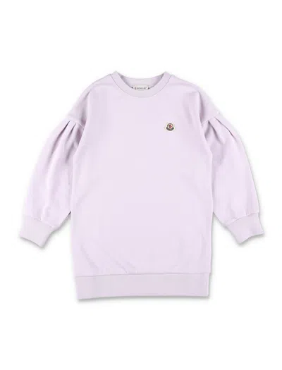 Moncler Mini Dress With Pleated Sleeves For Girls In Purple