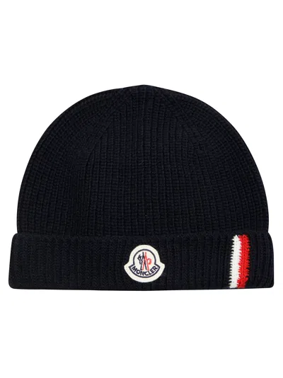 Moncler Mini Flag Pattern Beanie In Black