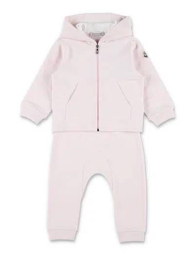 Moncler Mini Fleece Jogging Set For Little Boys In Pink