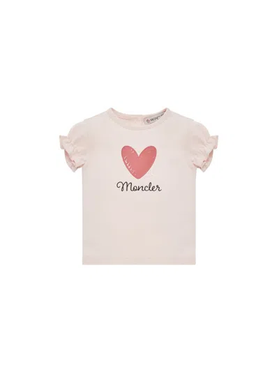 Moncler Mini Heart Logo T-shirt In Neutral