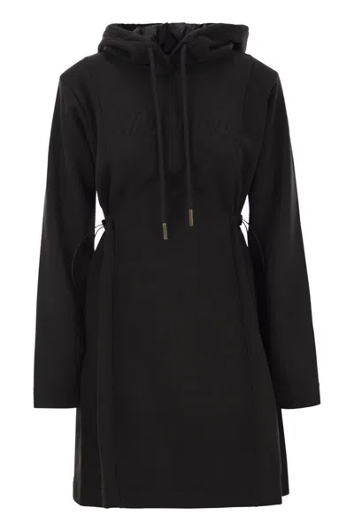 Moncler Mini Hooded Dress In Black