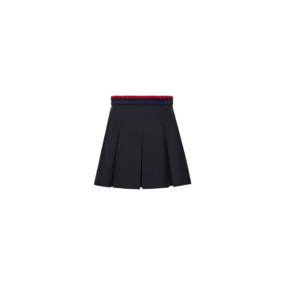 Moncler Pleated Cotton Stretch Gabardine Miniskirt In Black