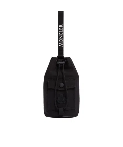 Moncler Mini Logo-patch Bucket Bag In Black