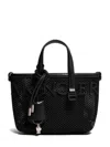 Moncler Mini Mesh And Leather Handbag With Adjustable Strap In Black