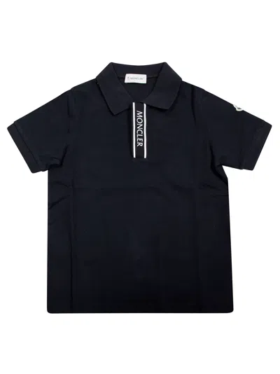 Moncler Mini Polo With Cut Sleeves In Black