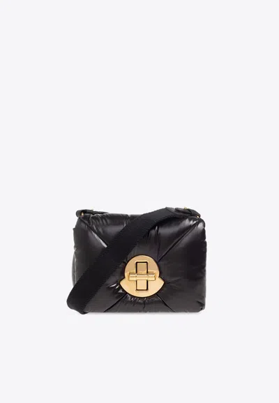 Moncler Mini Puf Calf Leather Crossbody Bag In Black