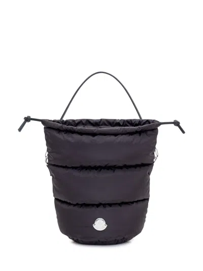 Moncler Mini Puffed Drawstring Bucket Bag In Nero