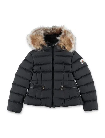 Moncler Mini Quilted Hooded Down Jacket With Faux-fur Trim In Nero