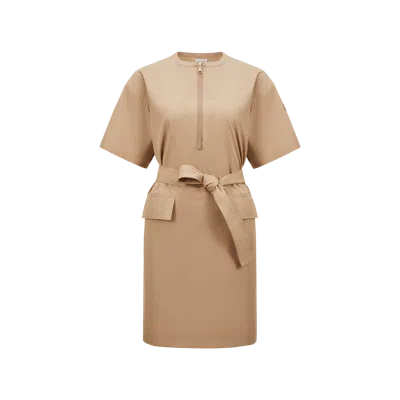 Moncler Belted Mini Dress Beige