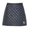 Moncler Navy Blue Diamond-quilted Mini Skirt In Black