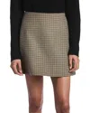 Moncler Beige & Green Wool Mini Skirt In Brown/white