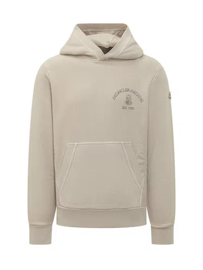 Moncler Mini Sweatshirt With Hoodie And Kangaroo Pocket In Beige