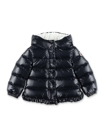 Moncler Mini Tazui Recycled Polyester Down Jacket With Ruffle Hem In Blue