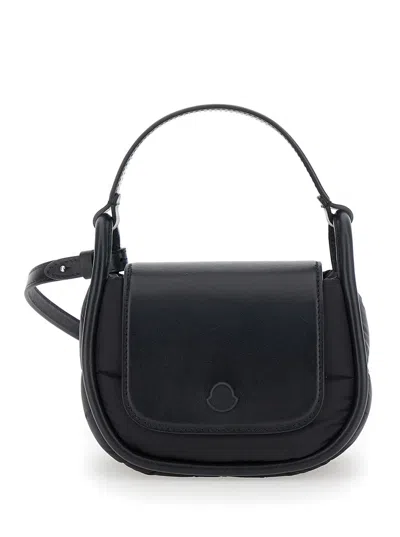 Moncler 'mini Tiarna' Black Mini Handbag With Logo Patch In Nylon Woman In Multicolor