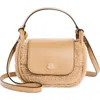 Moncler Mini Tiarna Down Faux Shearling & Leather Handbag In Beige