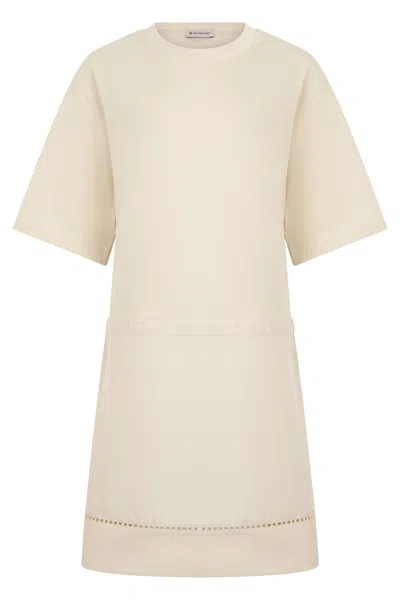 Moncler Cotton Blend Mini Dress T Shirt Style In Gold