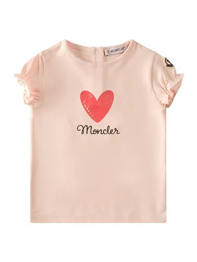 Moncler Mini T-shirt With Heart Logo In Multi