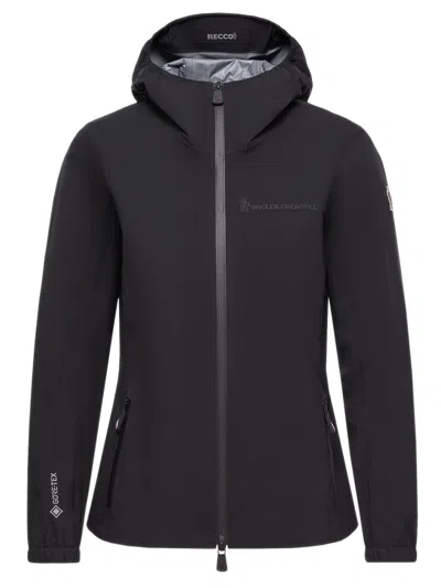 Moncler Mini Waterproof Jacket With Adjustable Visor And Reflector In Brown