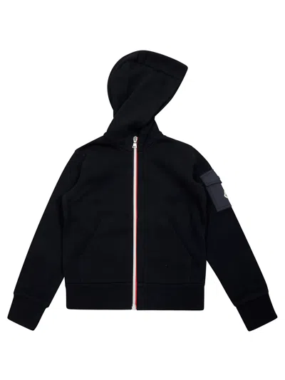Moncler Mini Zip-up Hoodie For Kids In Blue
