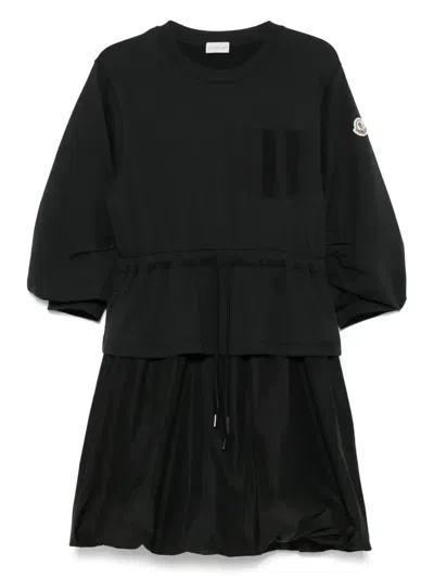 MONCLER LOGO-PATCH MINI DRESS - WOMEN'S - POLYESTER/COTTON