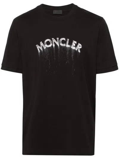 Moncler Minimalist Embossed Logo T-shirt In Black