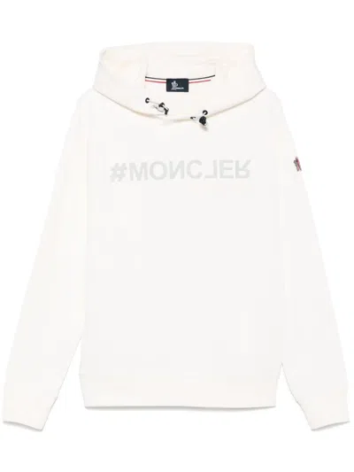 Moncler Mirrored-logo Hoodie In Neutrals