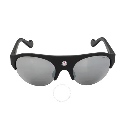 Moncler Mirrored Smoke Oval Unisex Sunglasses Ml0050 02c 60 In Black