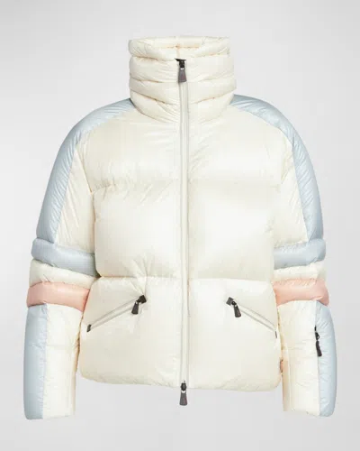 Moncler Mismi Colorblock Puffer Bomber Jacket In White