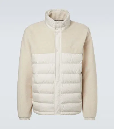 Moncler Mistral Fleece-paneled Down Jacket In Neutral