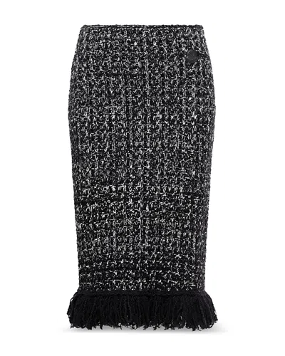 Moncler Mixed Knit Midi Skirt In Gray